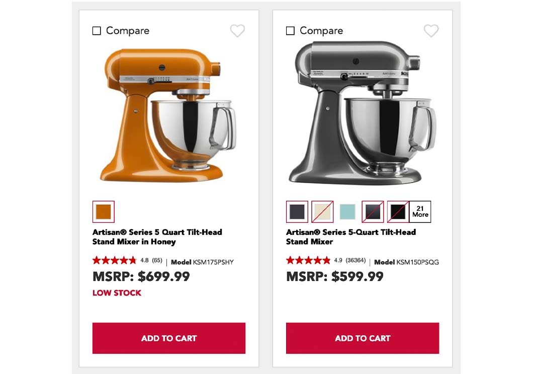 The mixer KitchenAid names the "Color of the Year" sells for $100 more than the others, based only on the limited-edition color.