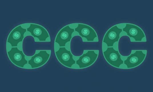 Dollar bills are curved to form the letters “CCC.”