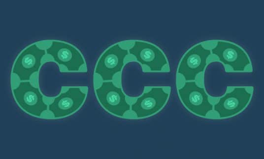 Dollar bills are curved to form the letters “CCC.”