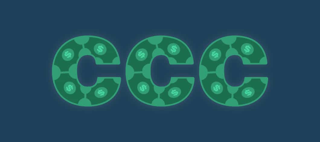 Dollar bills are curved to form the letters “CCC.”