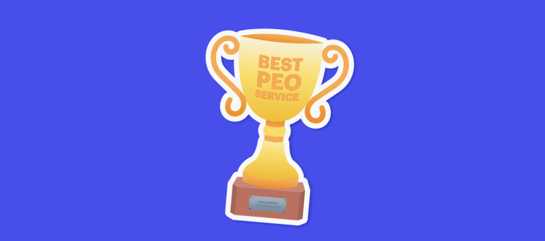 A trophy that reads “Best PEO Service” sparkles and shines.
