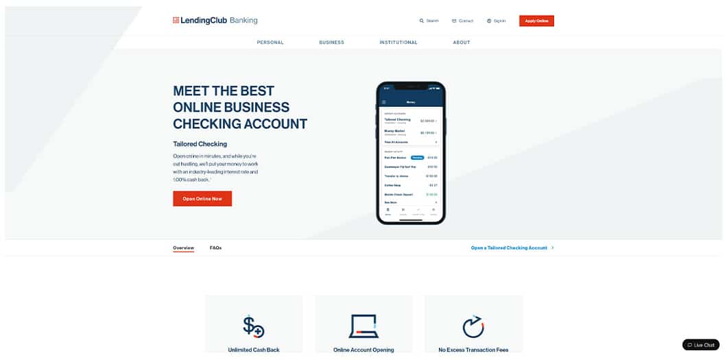LendingClub’s tailored checking account product serves the needs of smaller companies and represents a contender for the best online bank account for small businesses.