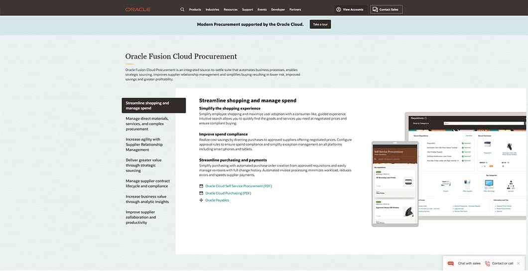 Leading procurement-management solutions include Oracle Fusion Cloud Procurement.