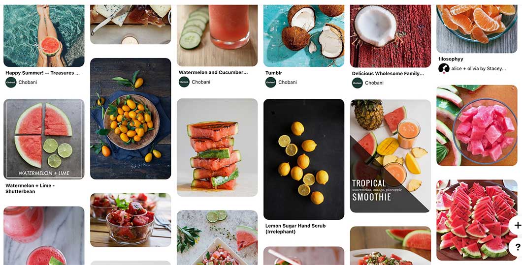 Yogurt brand Chobani has mixed its own pins in with recipes from other websites on a board titled "Flavor Inspiration."